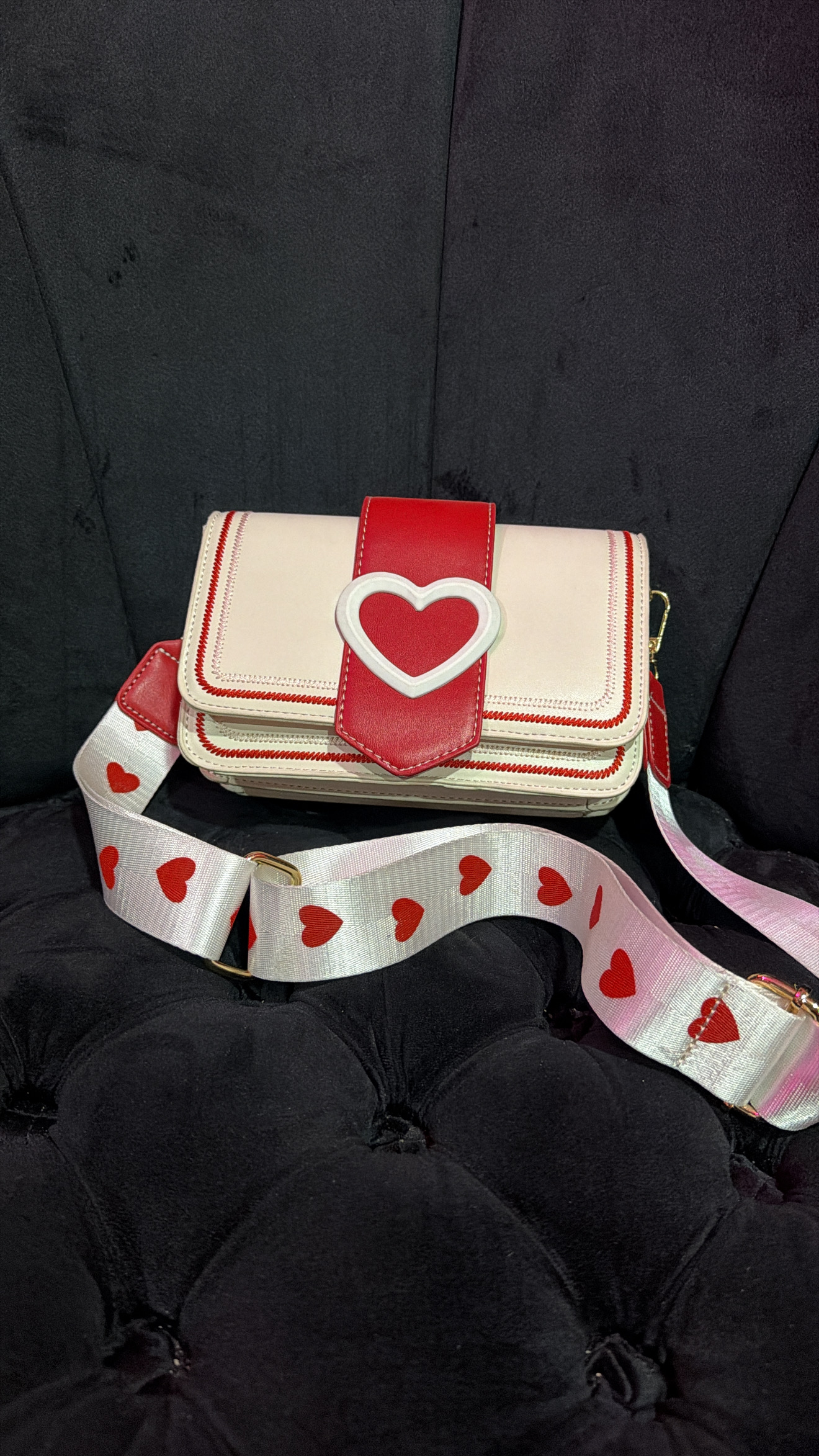 Bolso Blanco corazón rojo Blanco con rojo