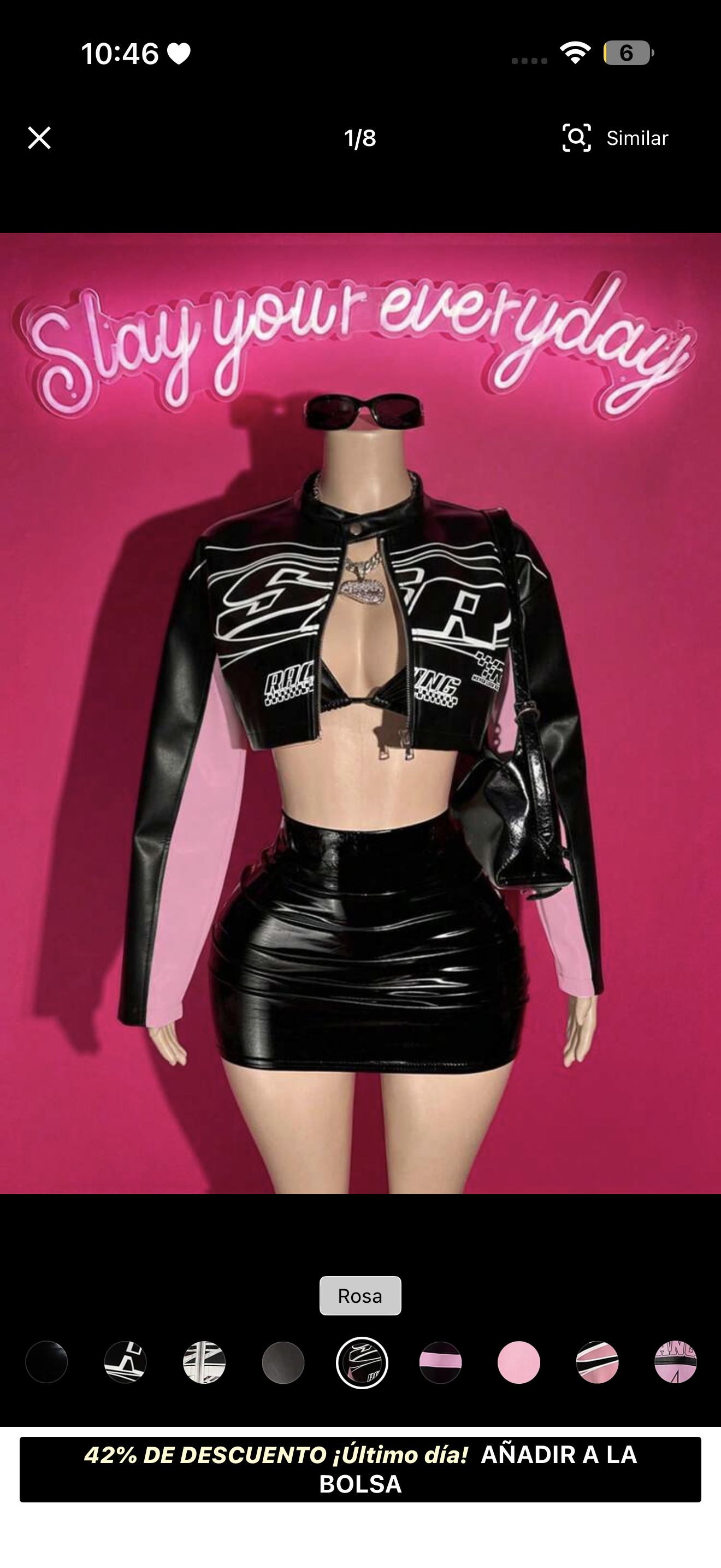Jacket Negra con rosado · foto 2 de 2