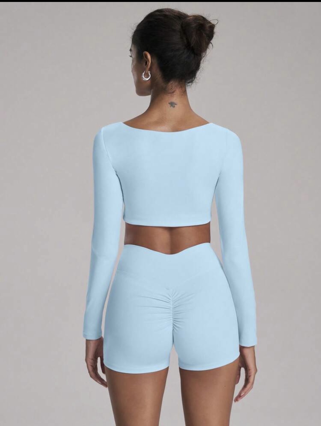Set top+short celeste manga larga · foto 2 de 2