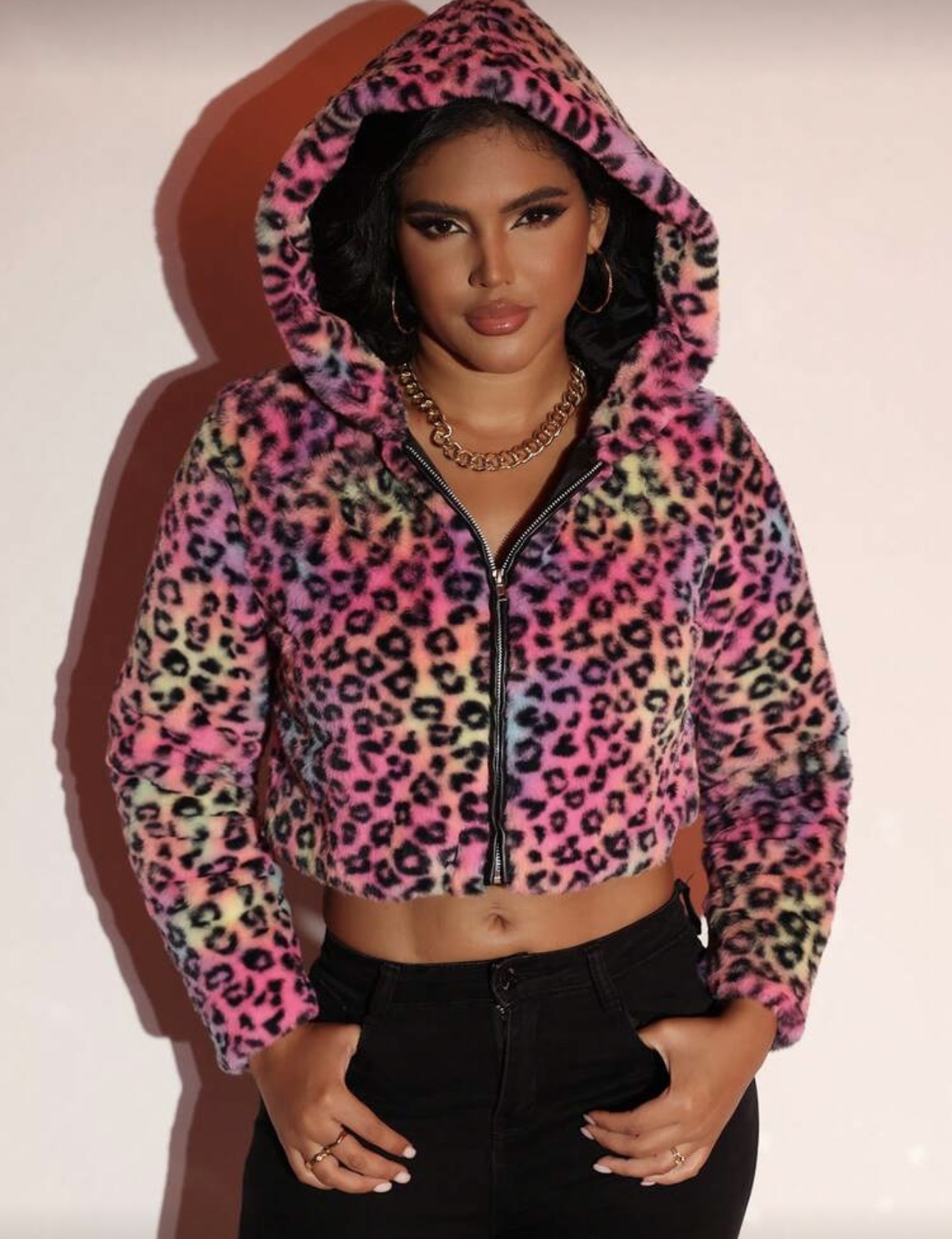 Abrigo Animal Print/ Gorro